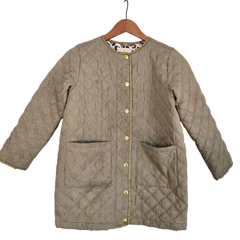Minimalist Cozy Kidcore Soft Outdoorsy Crewcuts Quilted Jacket Leopard Lining M